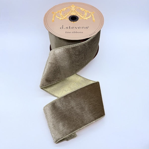 Ice Velvet Metallic Platinum Back - Stone - 4" x 10yds
