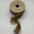 Marble Velvet Gold Lame Back - Latte - 1.5" x 10yds