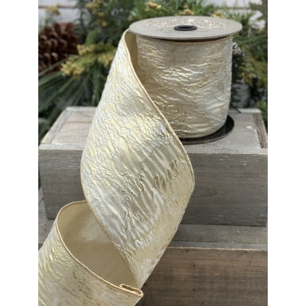 Jacquard - Ivory-Soft Gold - 4" x 10yds