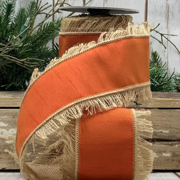4" X 5yds Dupion Jute Edge, Pumpkin
