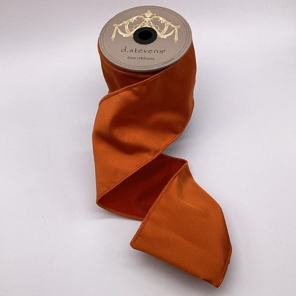 4" X 10yds Woven Victoria Satin, Orange/Dark Orange