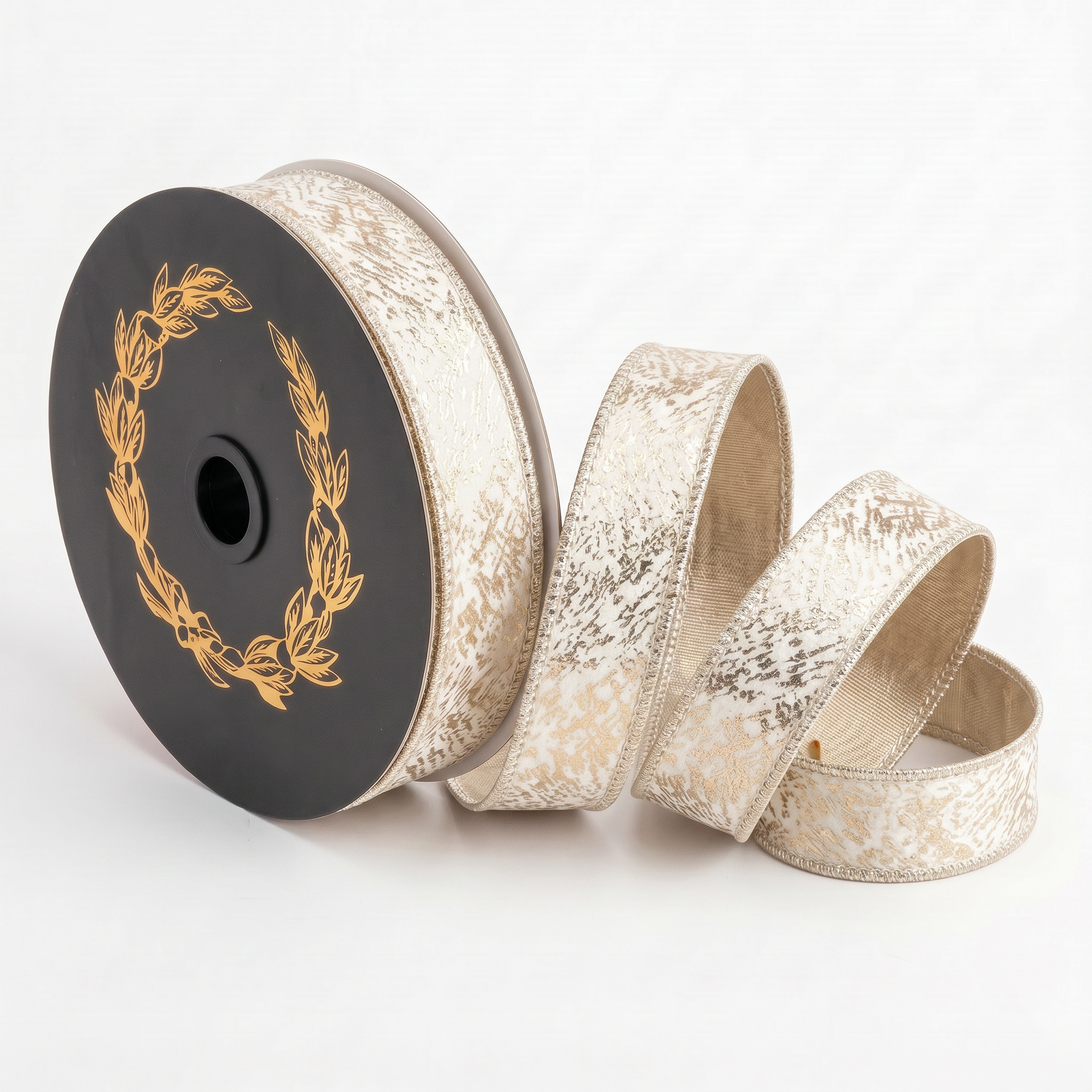 Ivory Printed Velvet Metallic Dupion DBL Fused-1x10yd