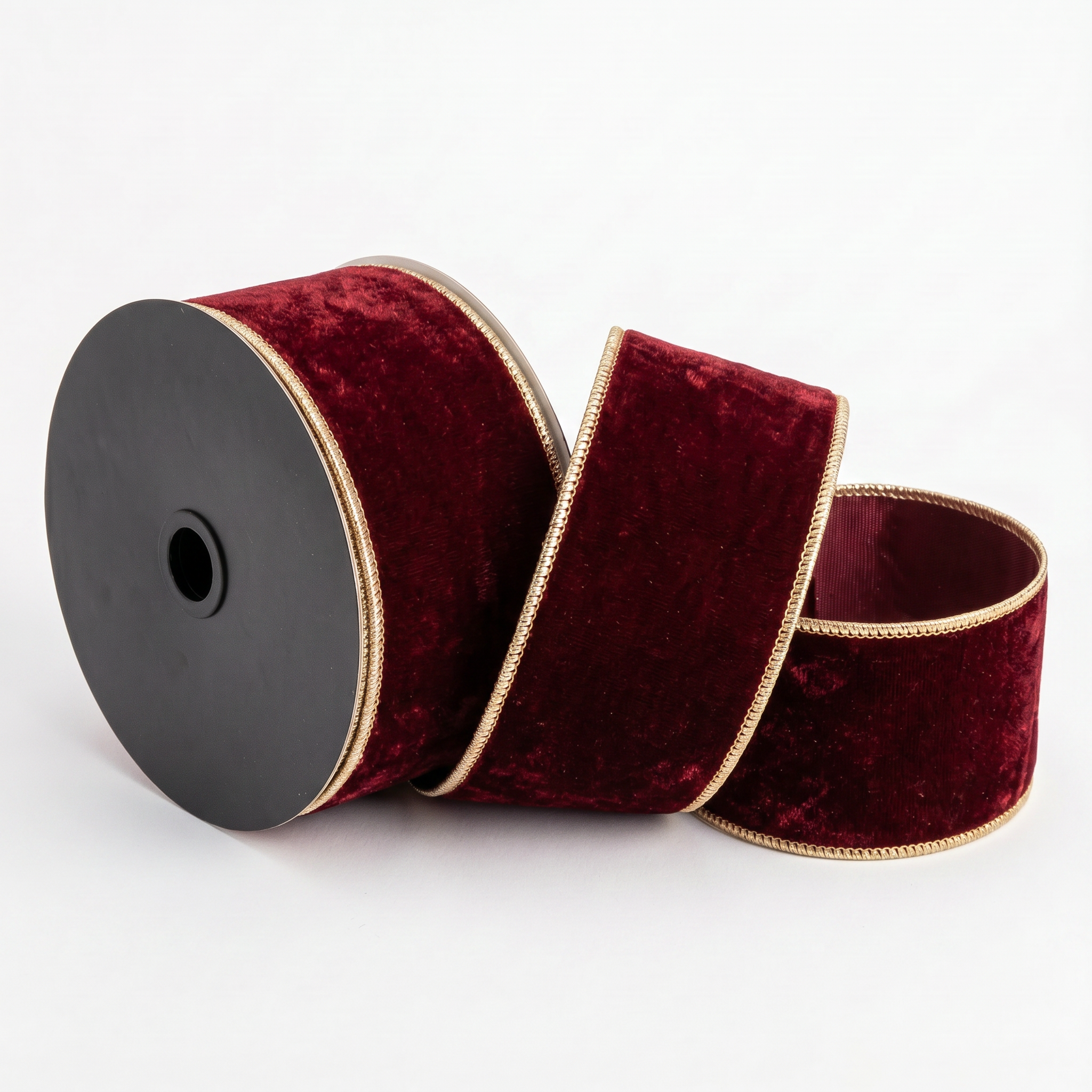 Velvet Metallic Dupion Fused Burgundy-2.5x10yd