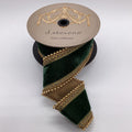 Velvet antique gold bead trim, dark green 2.5"x5yards