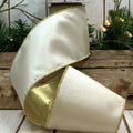 4" x 10yds royal taffeta gold back, white