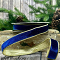 Lush Velvet Royal Blue Gold 1" x 10 Yards