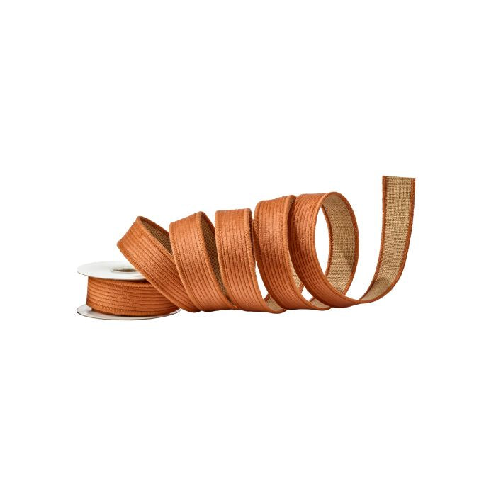 1.5'X5Y Rust Corduroy/Burlap Ribbon