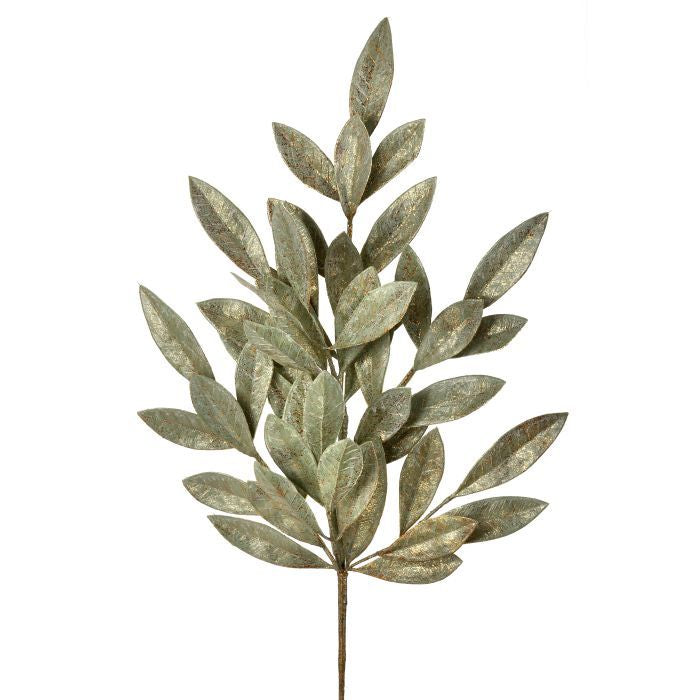 23.5" Green/Gold Elegance Bay Leaf Spray X 7