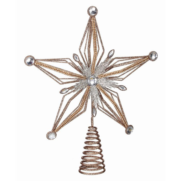 12.5" Wire Glitter Jewel Star Tree Topper"