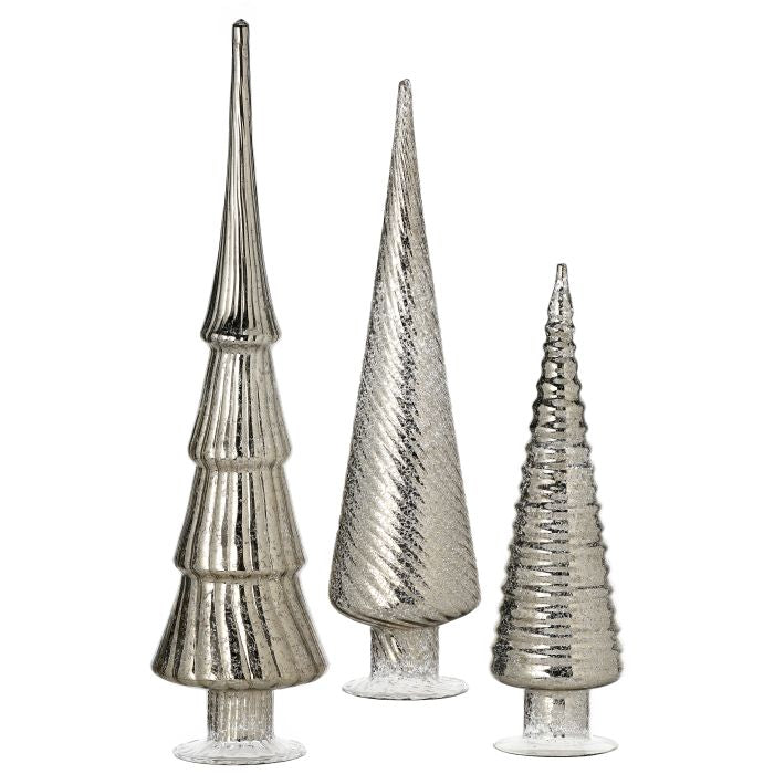 12/15/18" Mercury Glass Tree Trio Set/3