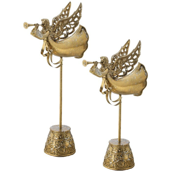 17-19" Resin Flying Angel w/Horn Set/2
