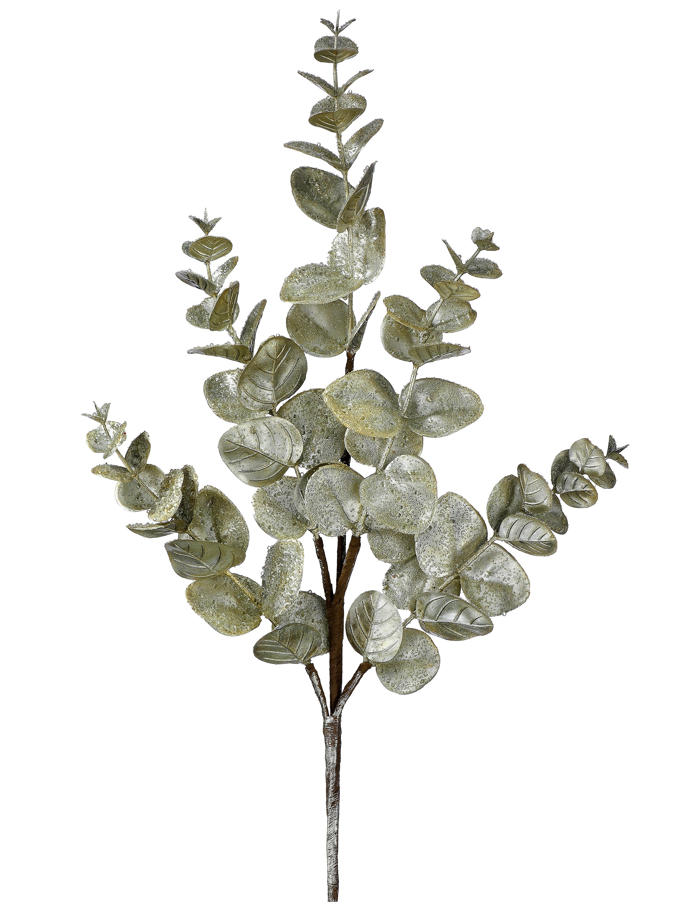 29" Beaded Metallic Euclyptus Spray