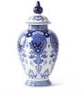 20.5 Inch Ceramic Blue & White Chinoiserie Lidded Ginger Jar