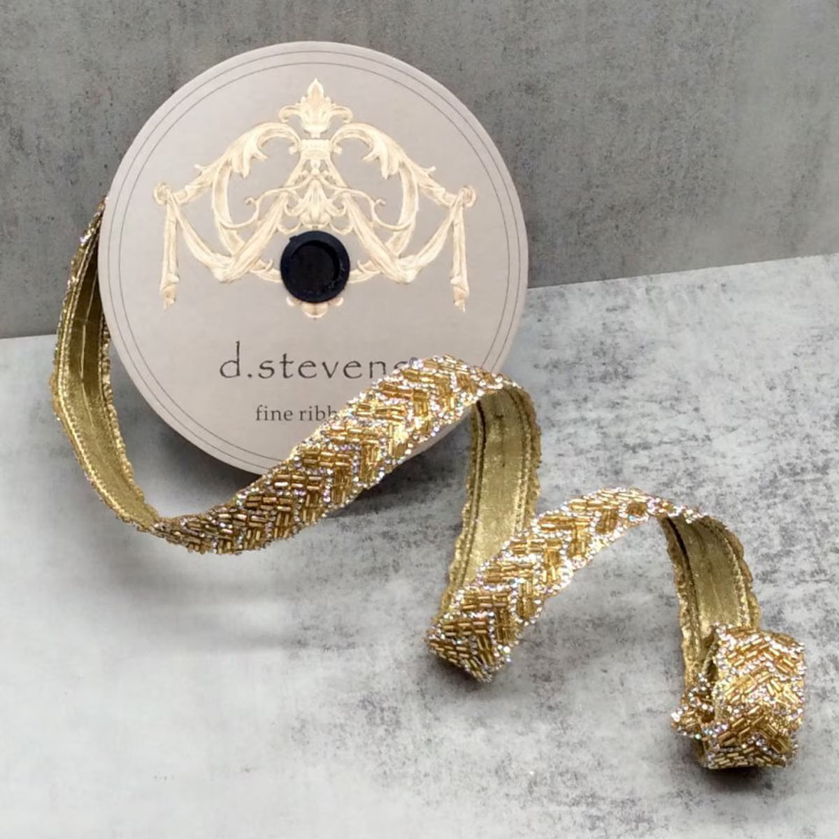 Beaded jewel chevron glam, gold 1' x 5 yards