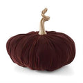 7.5 Inch Burgandy Velvet Pumpkin with gold twisted stem