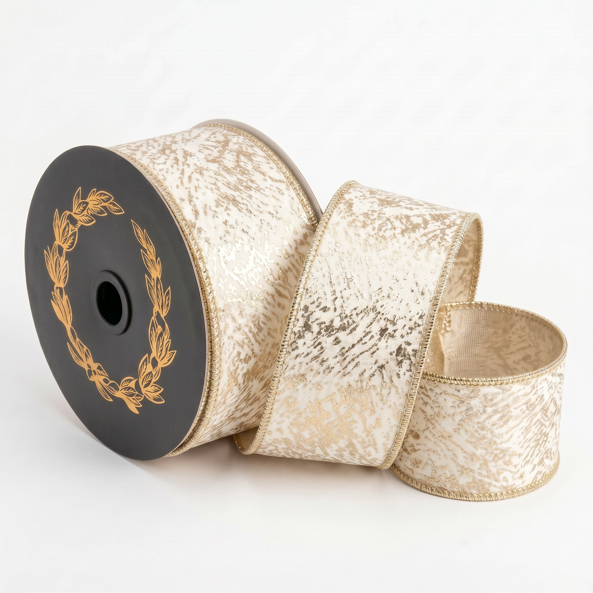 Ivory Printed Velvet Metallic Dupion DBL Fused-4x10yd