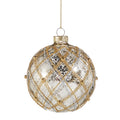 4" Silver and Gold Mercury Glass Ball Ornament